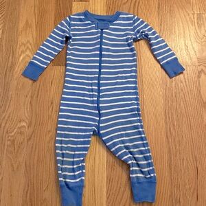 Hanna Andersson 12-18 month  blue and white striped onesie.